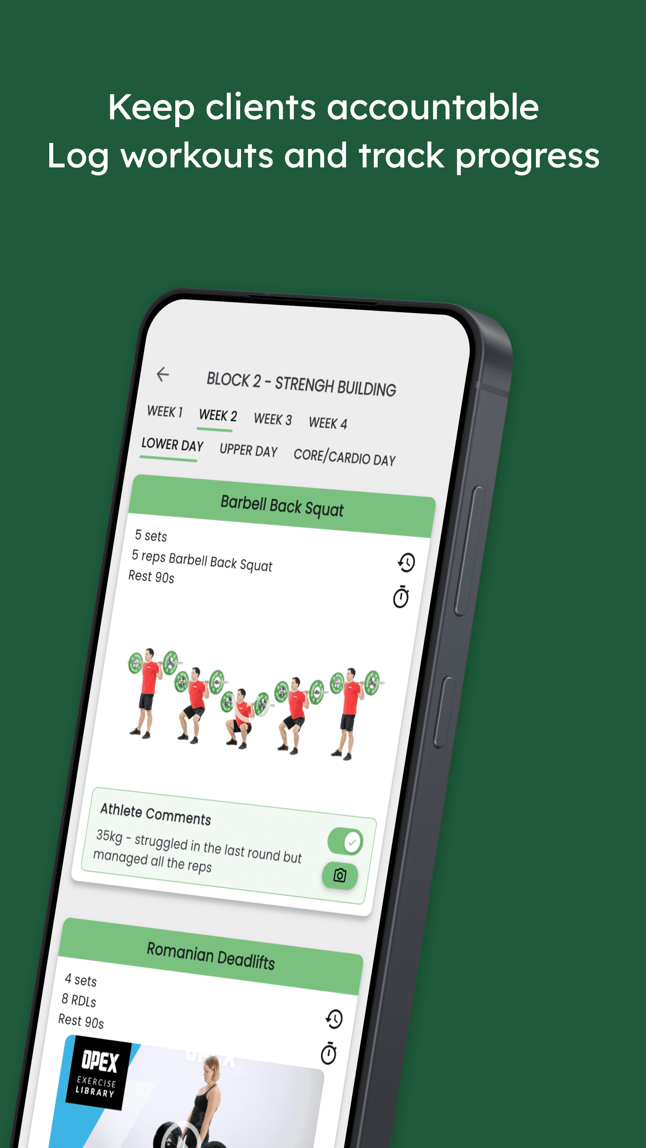 Kōdō app showing a client workout session