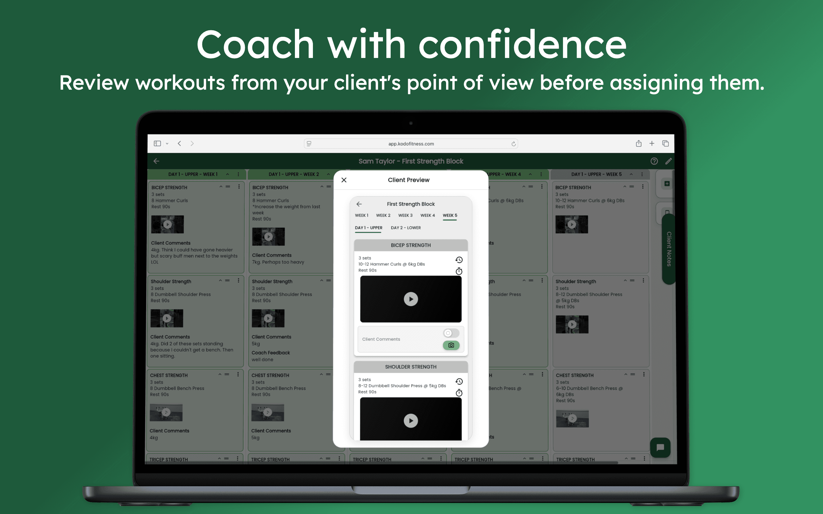 Kōdō browser app showing the client preview dialog